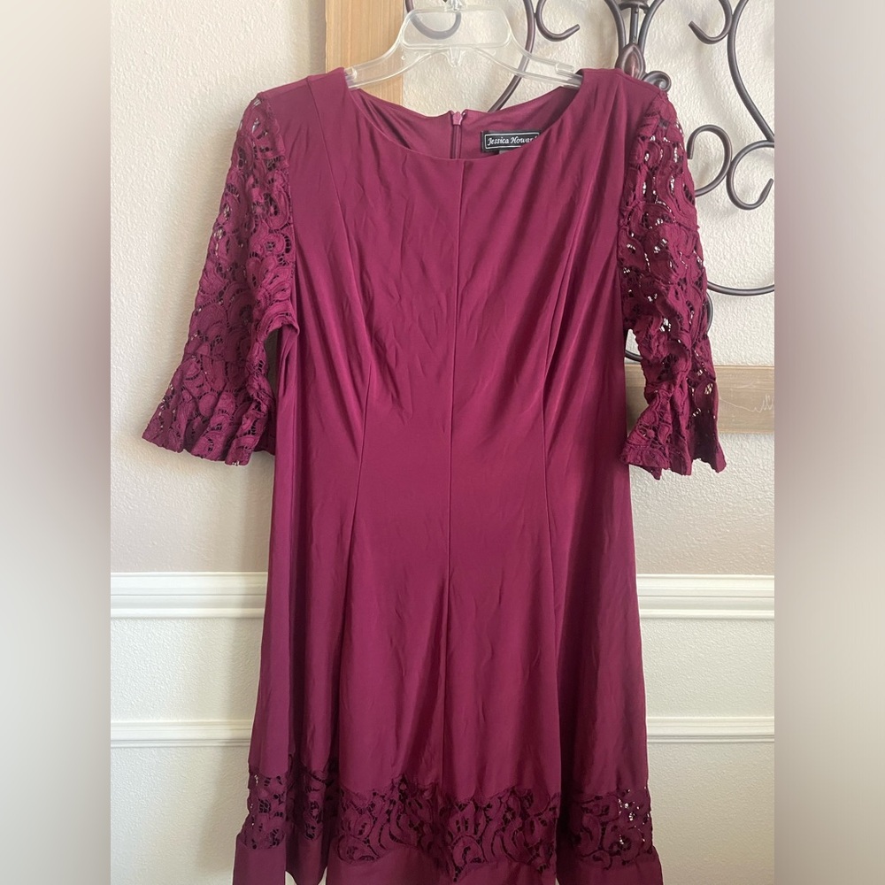 Merlot Lace Sleeve Dress